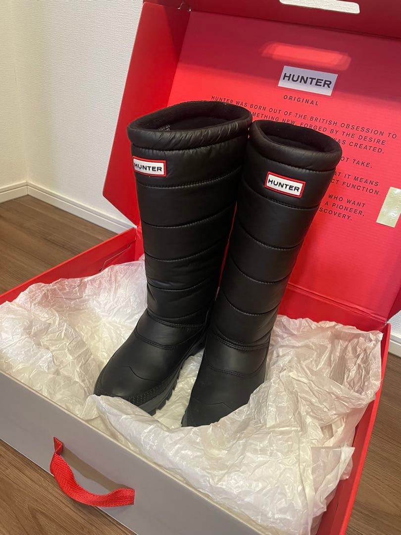 HUNTER ブラック ロングスノーブーツ