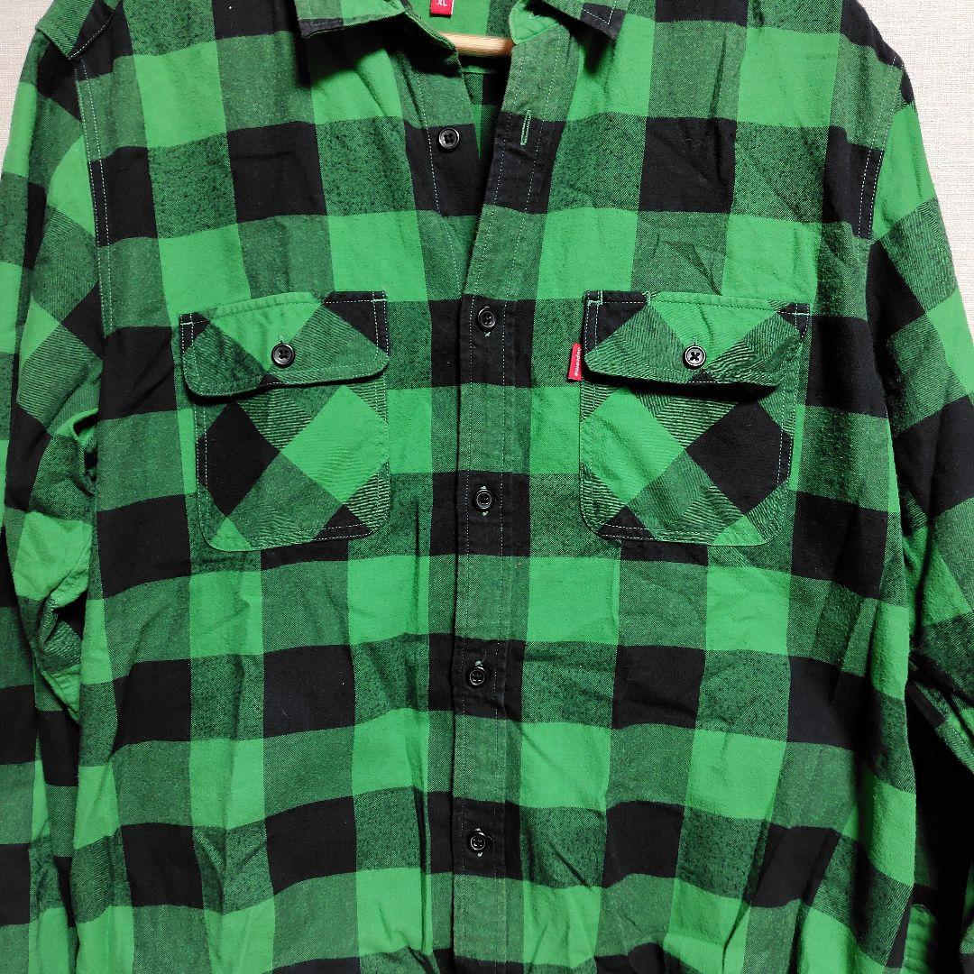 Supreme グリーンブラックチェックシャツ XL