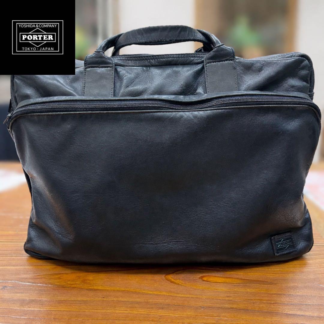 ⚫︎定価12万円‼️ PORTER BLACK 3WAY BRIEFCAS レザー