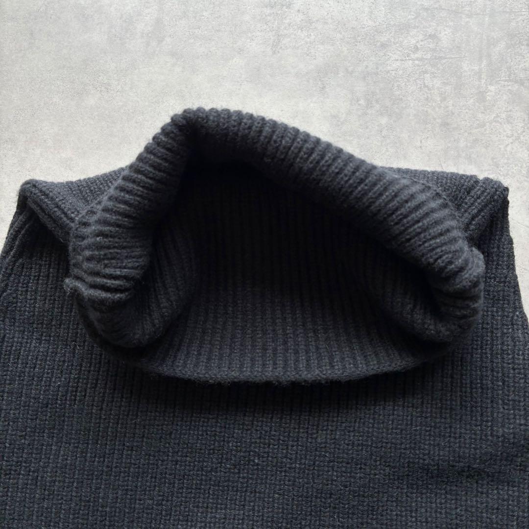 美品 APstudio カシミヤ混 ニットケープネック ウォーマー リブ編み 黒