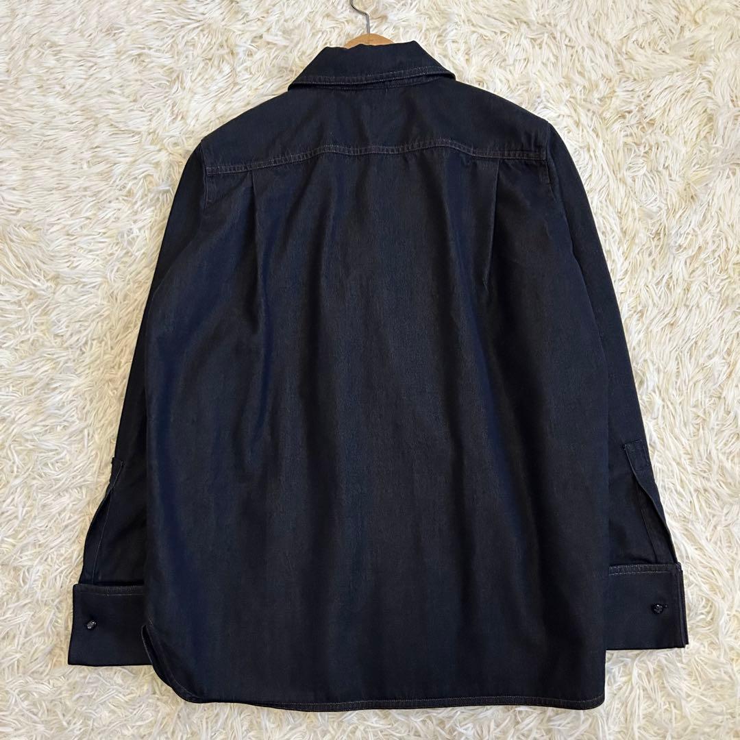 極美品✨マックスマーラ 白タグ コットン デニムシャツ イタリア製 ロゴカフス