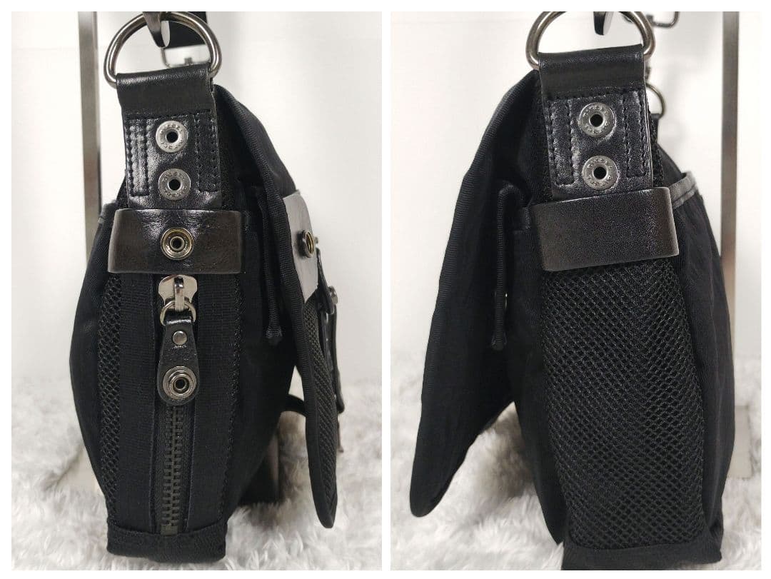 【激レア✨美品】90s　ディーゼル　メッセンジャーバッグ　メタルロゴ　Y2K　黒