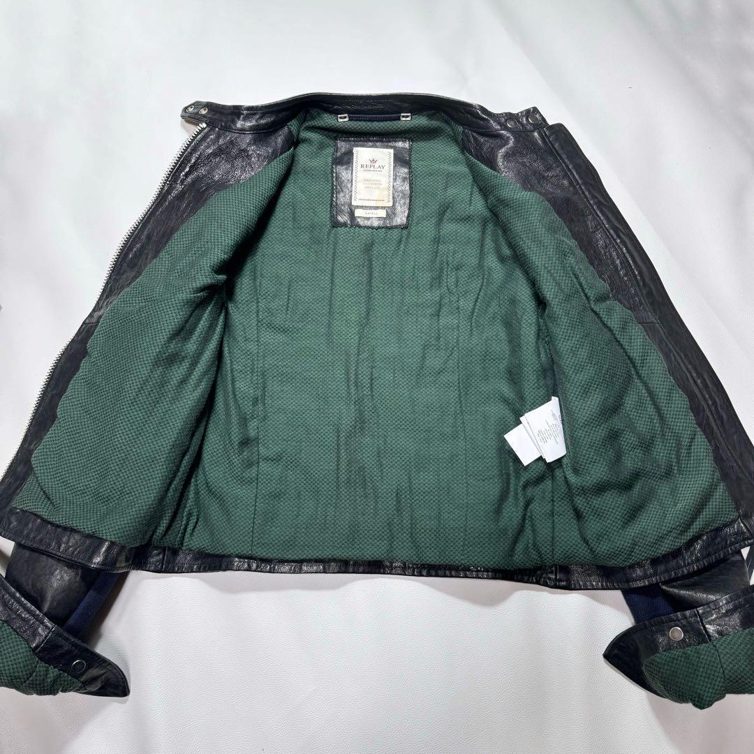 リプレイ REPLAY カウレザー 八の字ライダース シングル Sサイズ