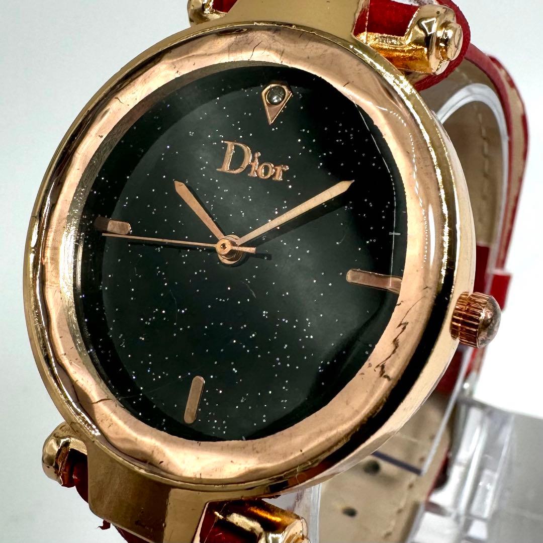 【稼働】美品 Christian Dior クォーツ 腕時計 星空 ラウンド