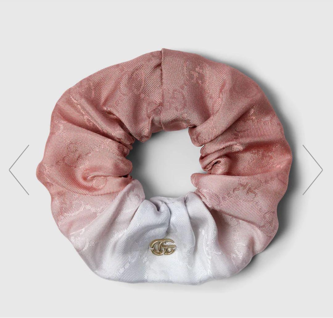 ☆ほぼ未使用☆GUCCI GGシルクジャガードシュシュ　ローズグラデーション