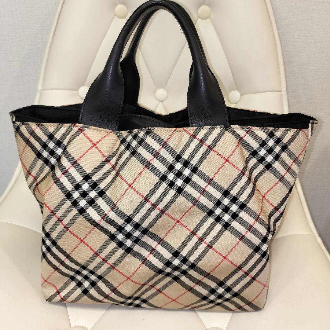 BURBERRY ノバチェック ナイロン ハンドバッグ レザーハンドル　舟形