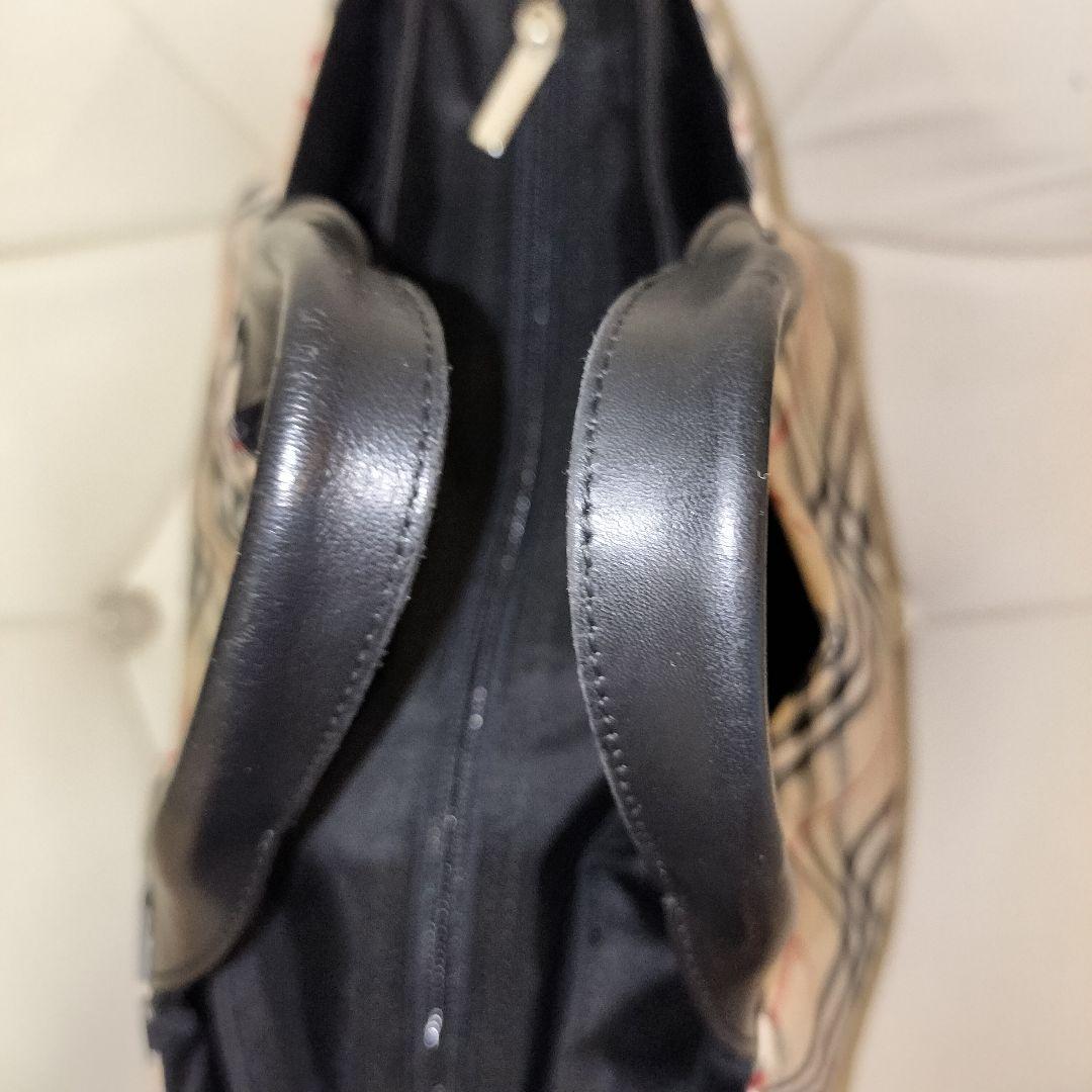 BURBERRY ノバチェック ナイロン ハンドバッグ レザーハンドル　舟形