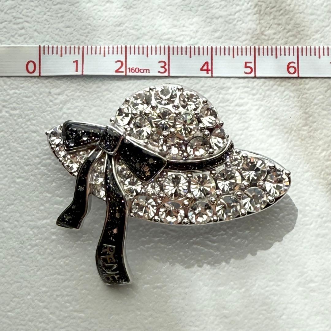 定価4万 Rene 現行品 ハットブローチ スワロフスキー キラキラ