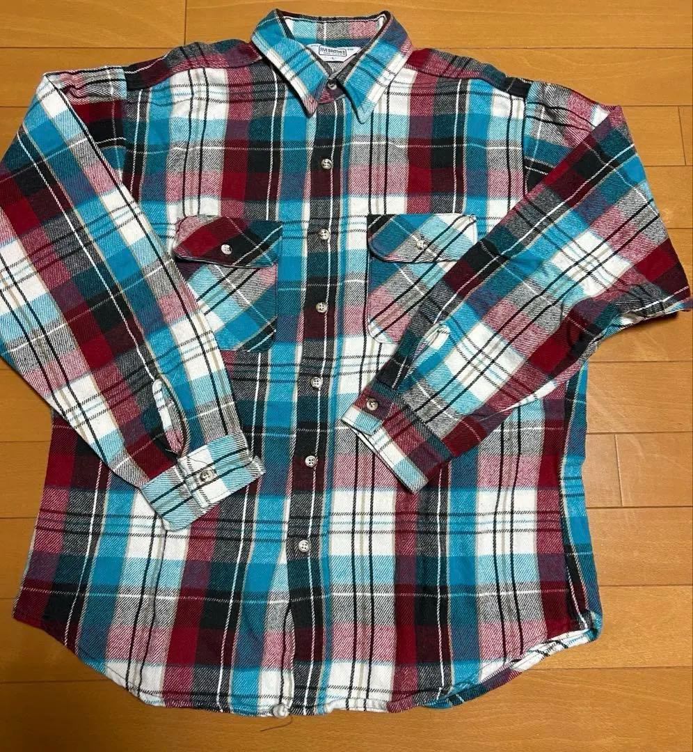希少　70s 80s 三角タグ　ファイブブラザー　ネルシャツ L