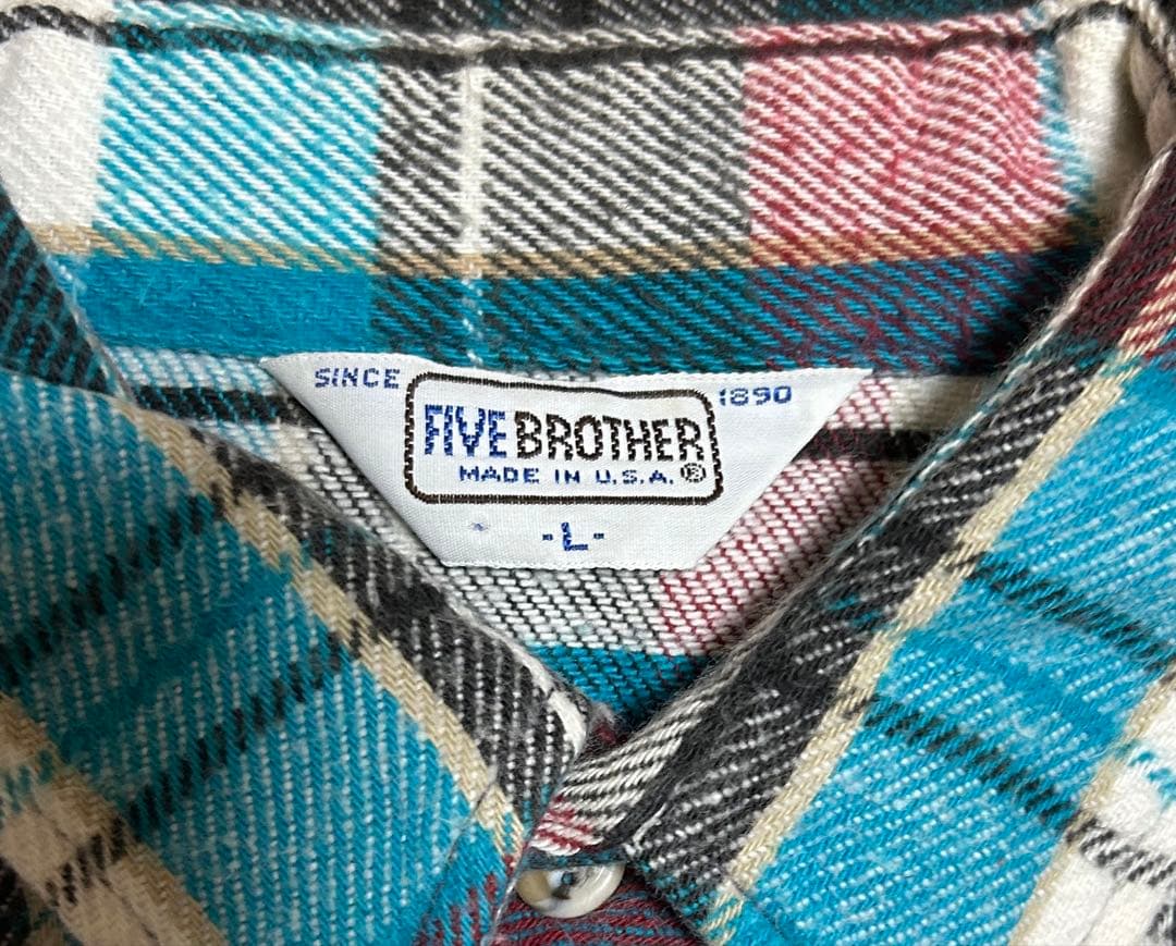 希少　70s 80s 三角タグ　ファイブブラザー　ネルシャツ L