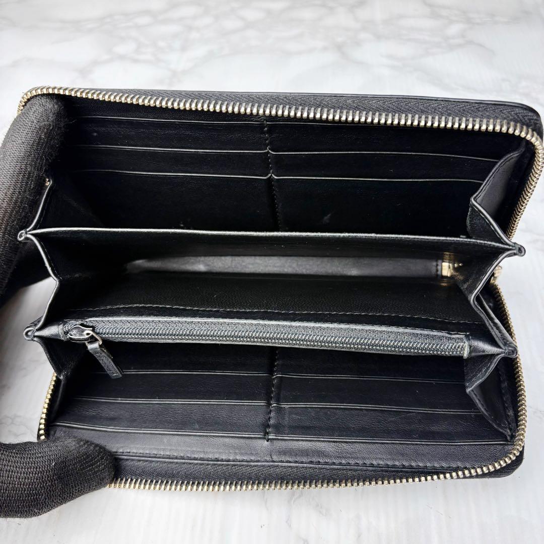 58 美品 GUCCI シマ 長財布 ラウンドファスナー GG柄 黒 fm5