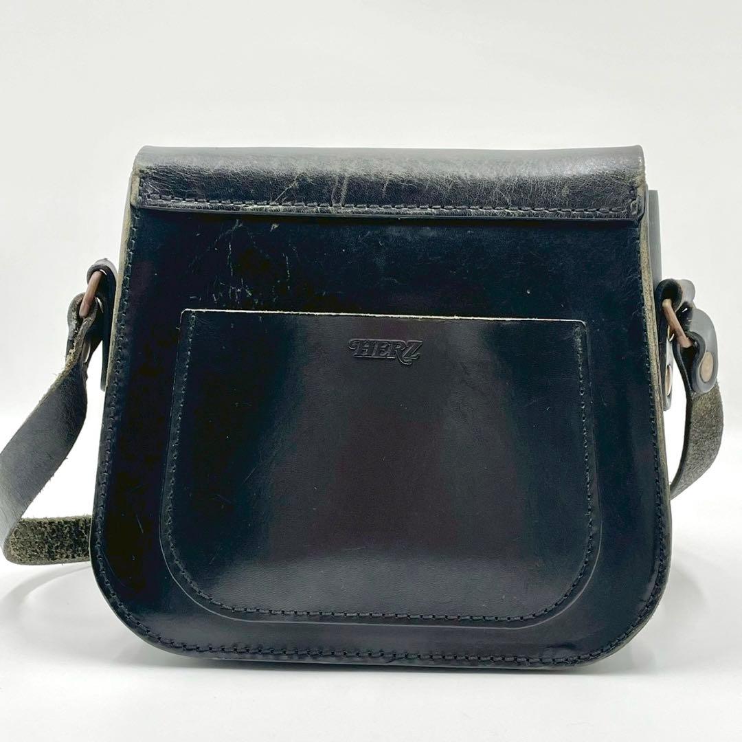 Herz ヘルツ ショルダーバッグ メッセンジャー オールレザー ブラック 黒