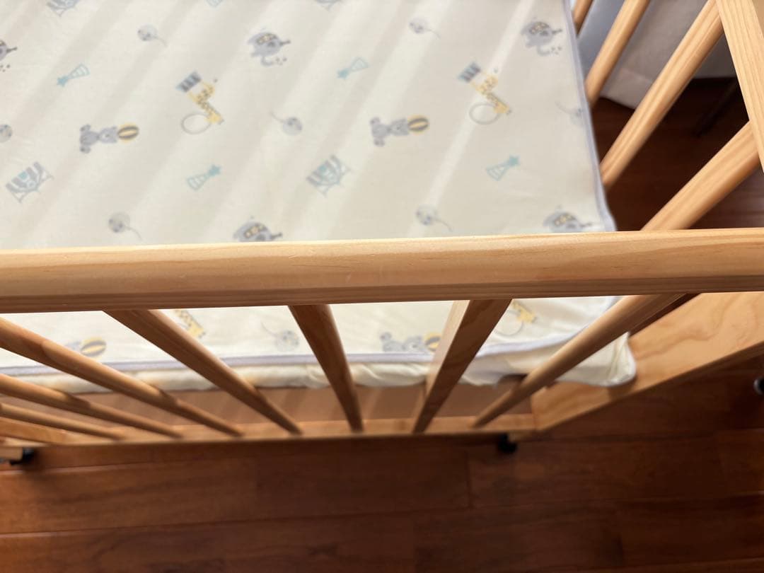 ティンバーベビーベッドミニ　ハイタイプ　ナチュラル