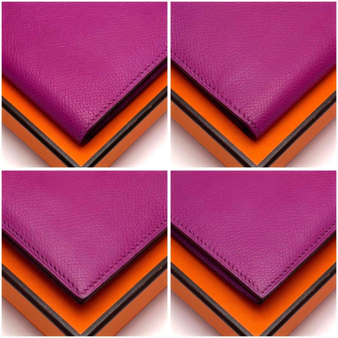 1点限り‼️HERMES エルメス べアン 紫 パープル 二つ折り 長財布