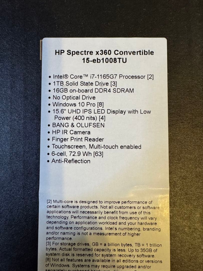 HP Spectre ノートPC Core i7 180時間未満　液晶ムラ有