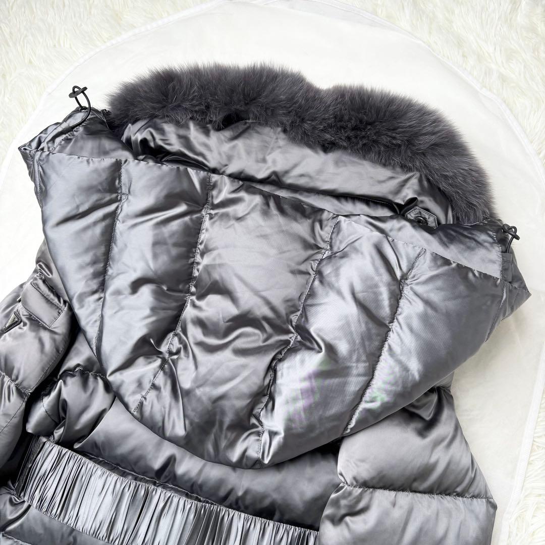 プラダ 2way ロングダウン フード ファー ベルト トライアングルロゴ 42