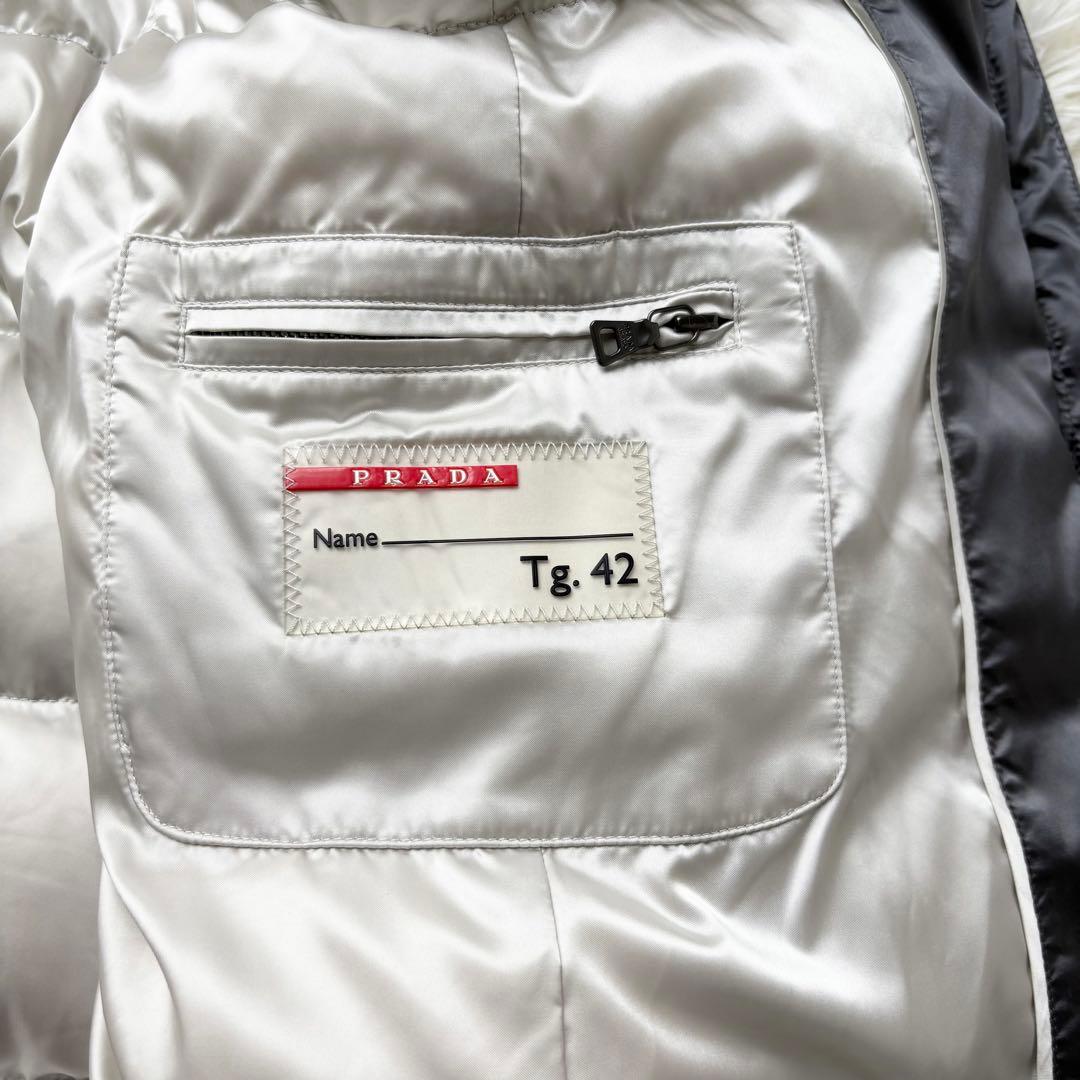 プラダ 2way ロングダウン フード ファー ベルト トライアングルロゴ 42
