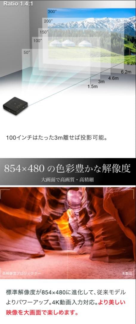 新品　手のひらサイズで最大300インチ！超小型スマートプロジェクター SP05