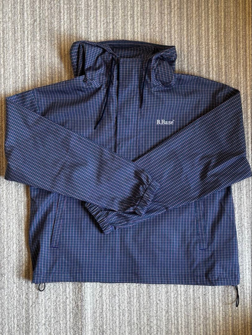 B.Base ネイビー チェック フード付きジャケット