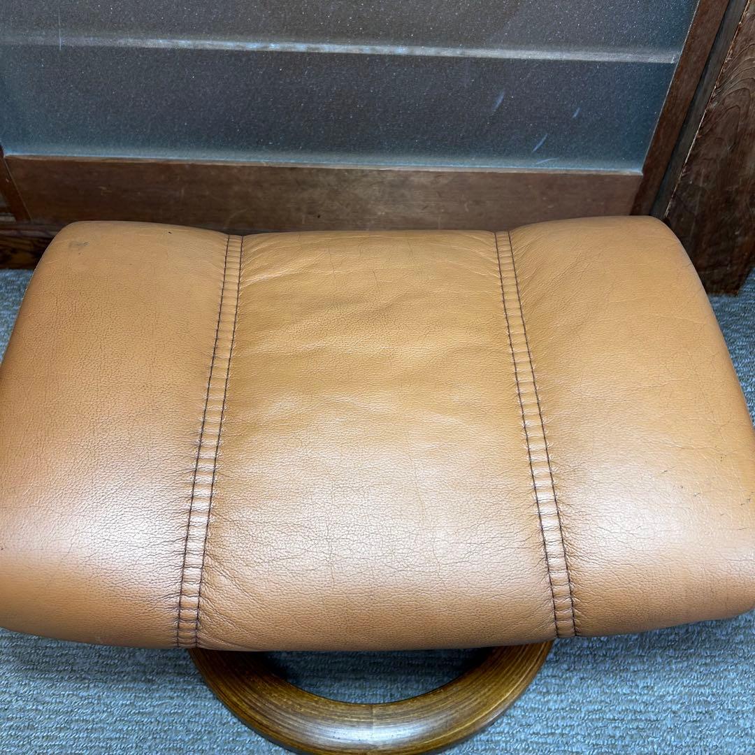 【良品】エコーネス EKORNES 本革レザー オットマン 前後可動式 ブラウン