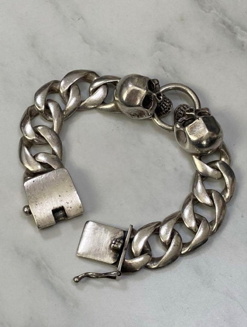 [e-1] Silver925 / 93g SKULL ループ 極太喜平ブレス