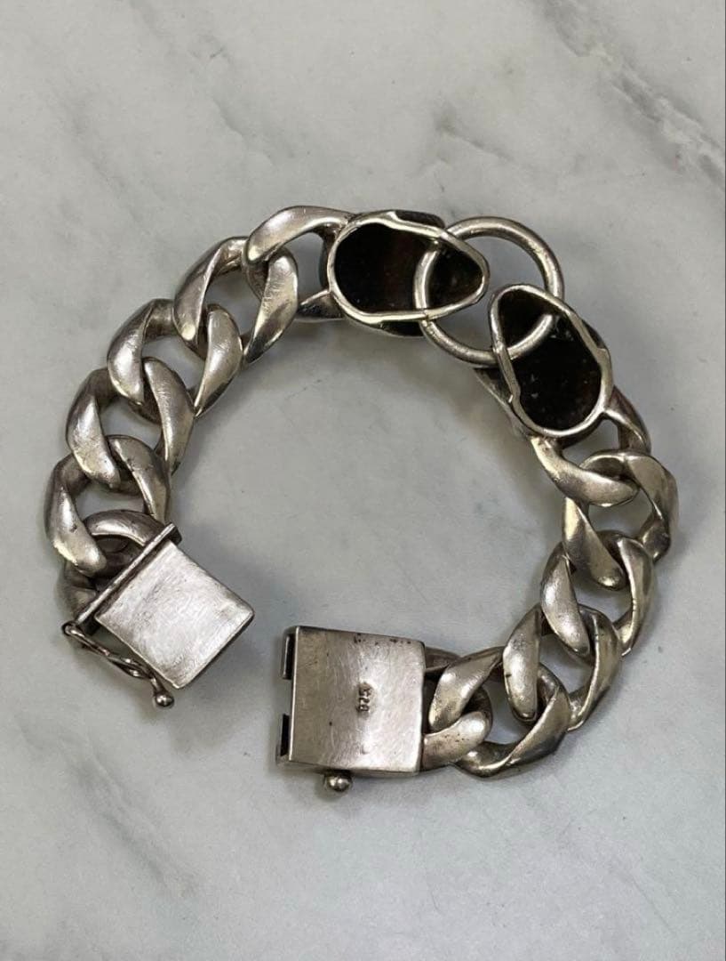 [e-1] Silver925 / 93g SKULL ループ 極太喜平ブレス