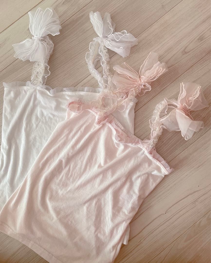 LIZ LISA 希少リズリサ♡肩リボン♡チュールフリルキャミ♡平成姫ギャル