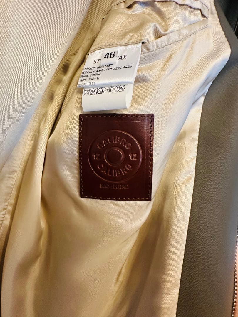 【極美品】 CALIBRO12 レザージャケット 46 カーキ 1945ca