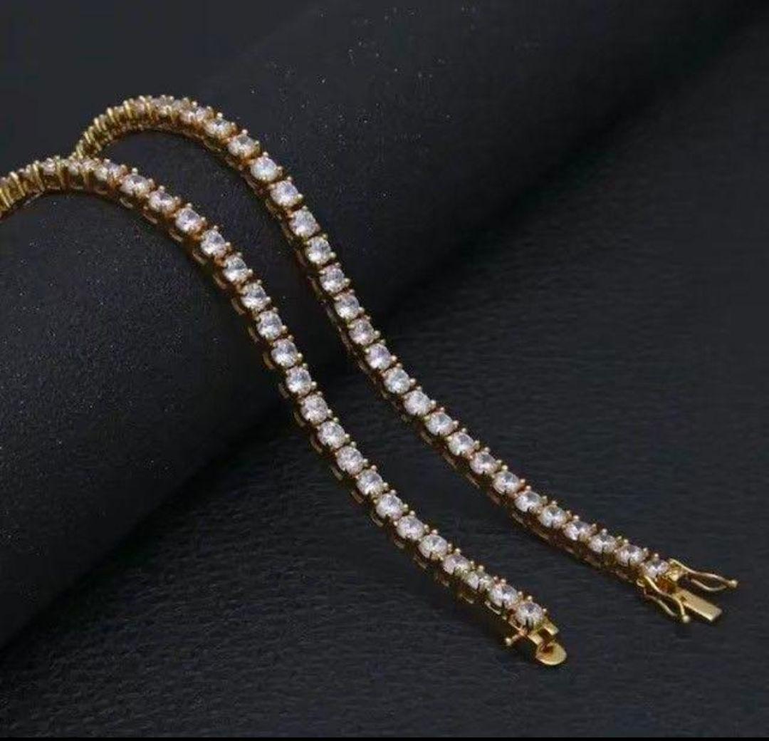 売れ筋✨モアサナイトテニスブレスレット ゴールド 3mm 19センチ在庫限り