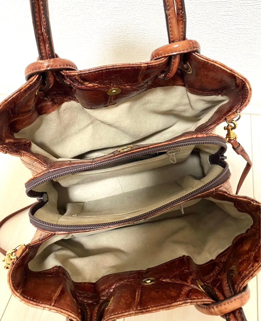 【希少】クロコダイル 高級 ハンドバッグ JRA認定 織りネーム付き 2WAY