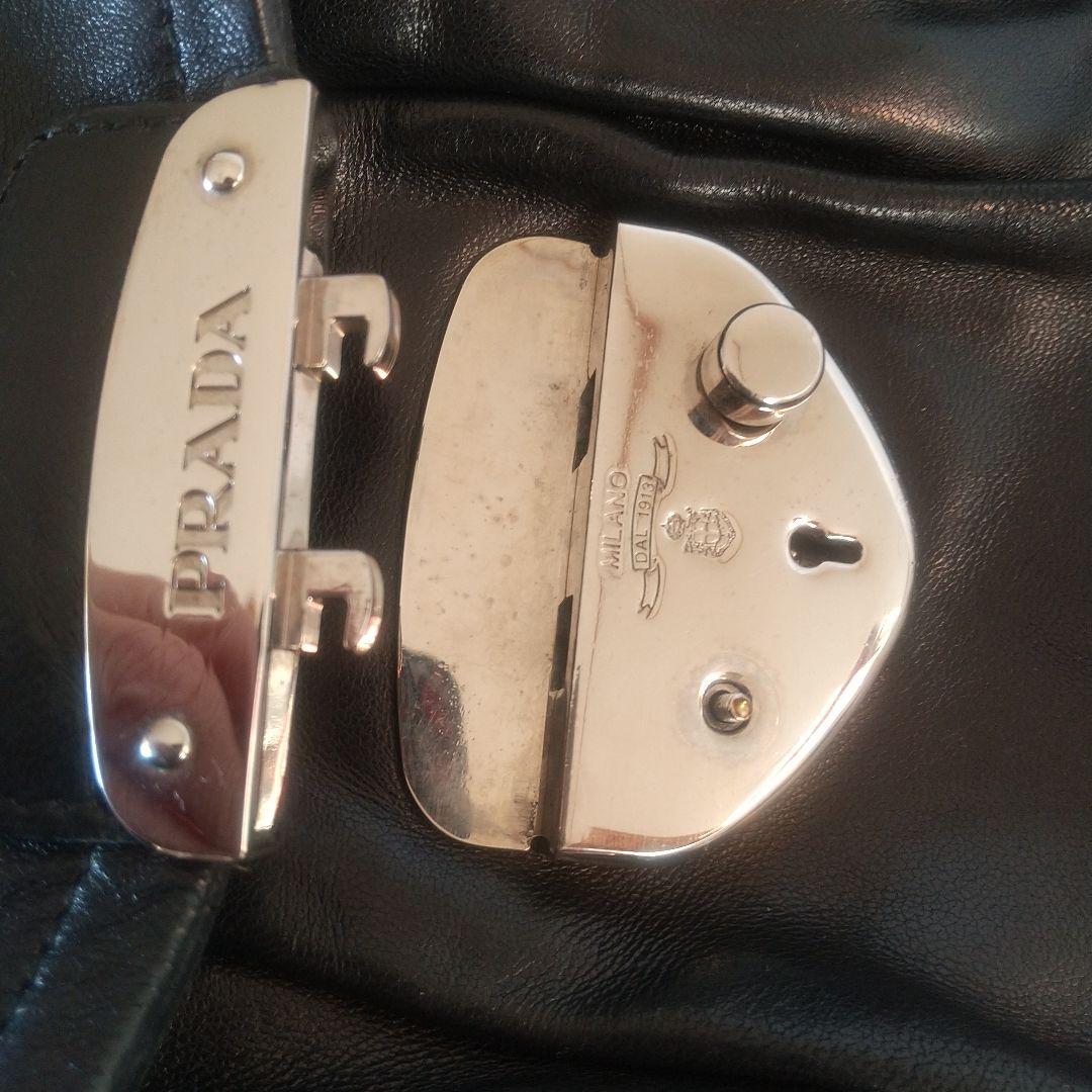 プラダ PRADA ハンドバッグ フリンジ ブラック レザー黒Y2Kヴィンテージ