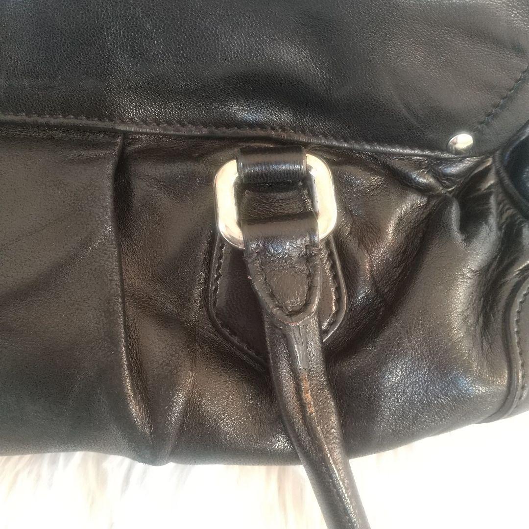 プラダ PRADA ハンドバッグ フリンジ ブラック レザー黒Y2Kヴィンテージ