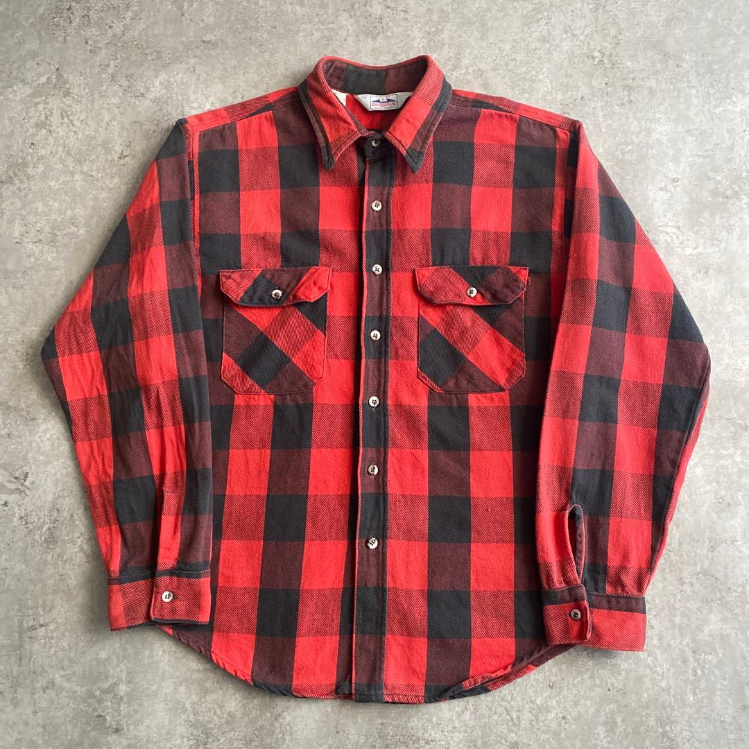80s DAKOTA FIVE BROTHER ネルシャツ USA製 赤×黒 L