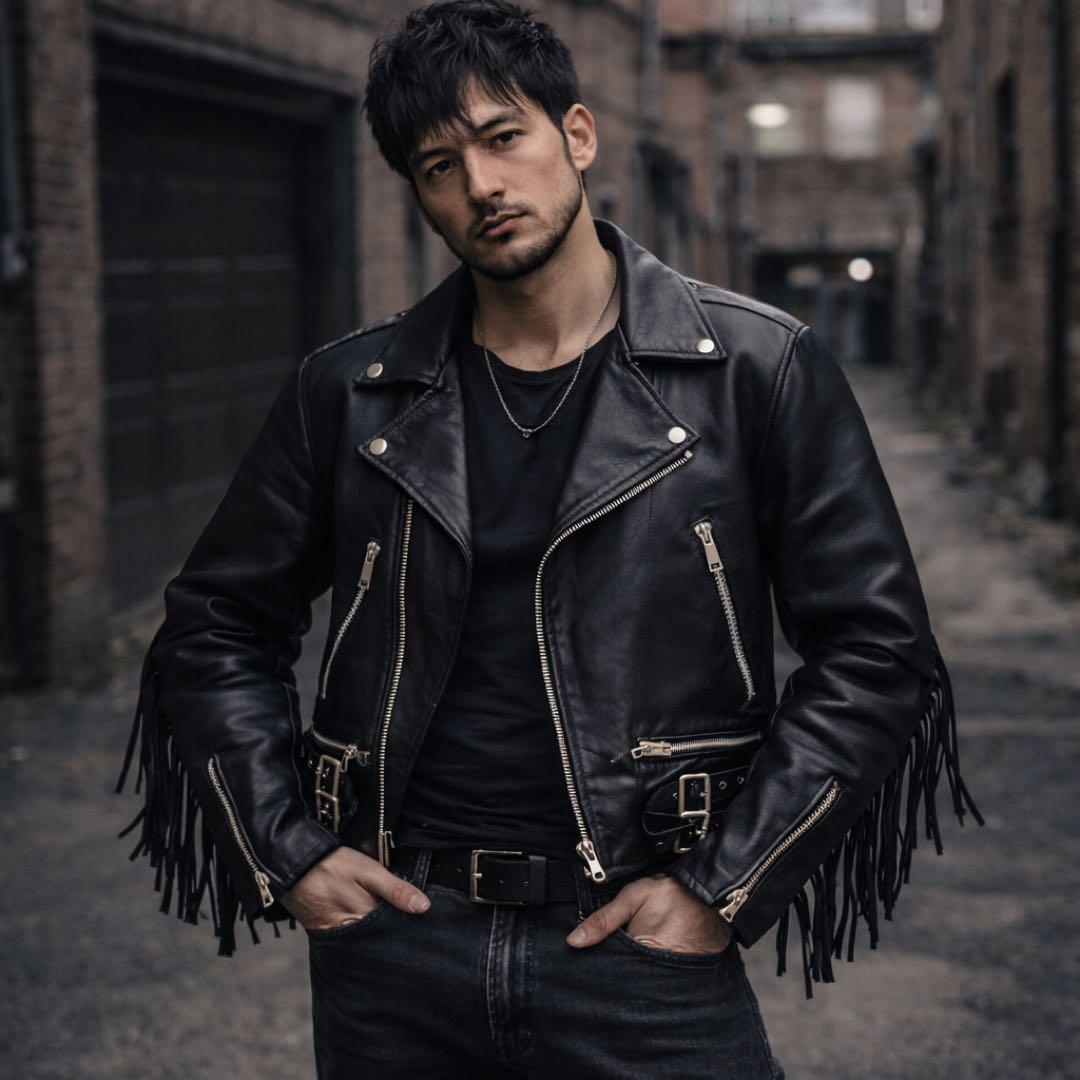 80s vintageハーレーダビッドソン ロゴ カスタムフリンジ レザー