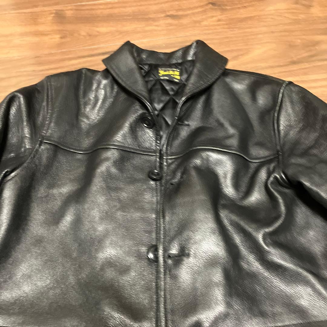 メイドインワールド Knot at All レザーカーコート　ブラック　M