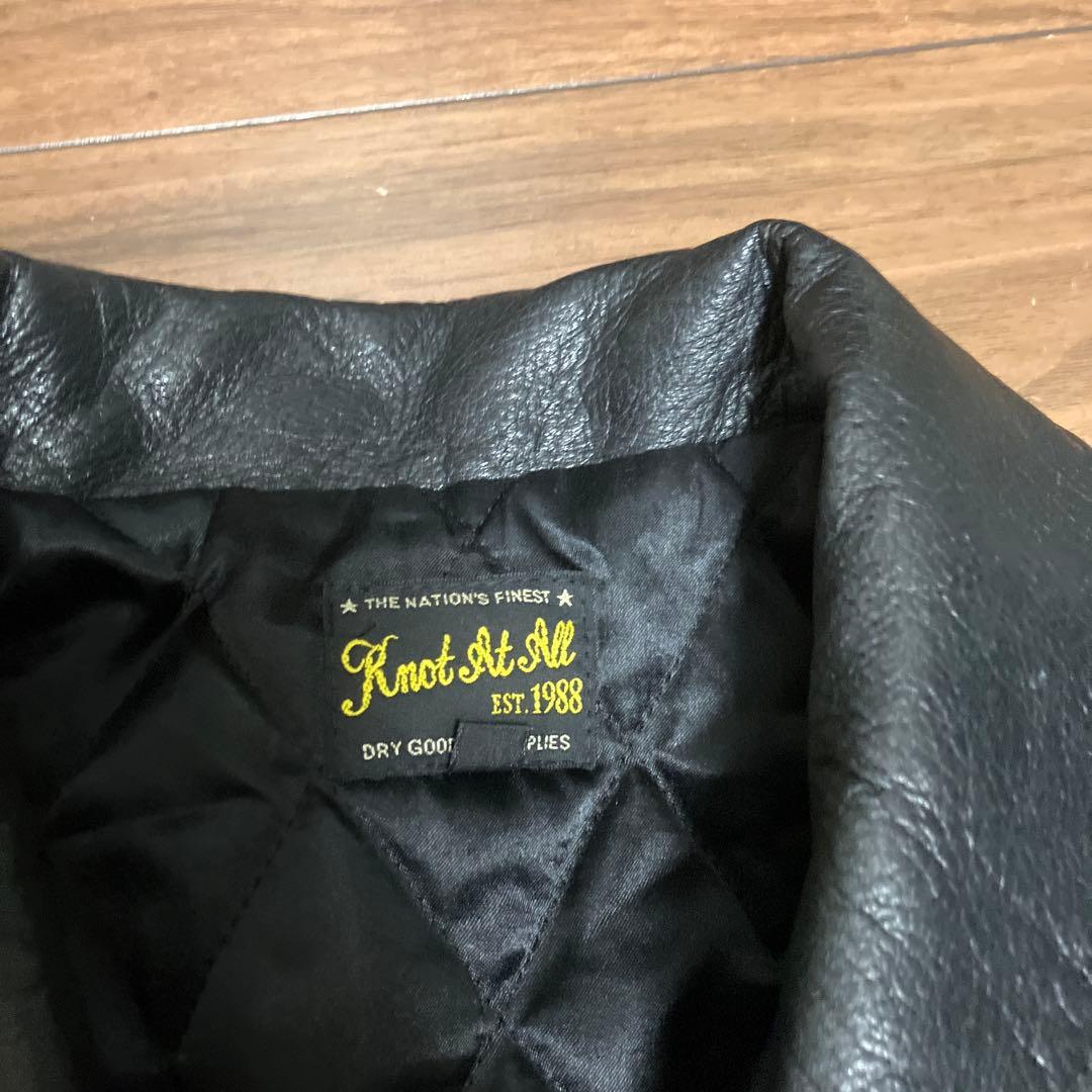 メイドインワールド Knot at All レザーカーコート　ブラック　M