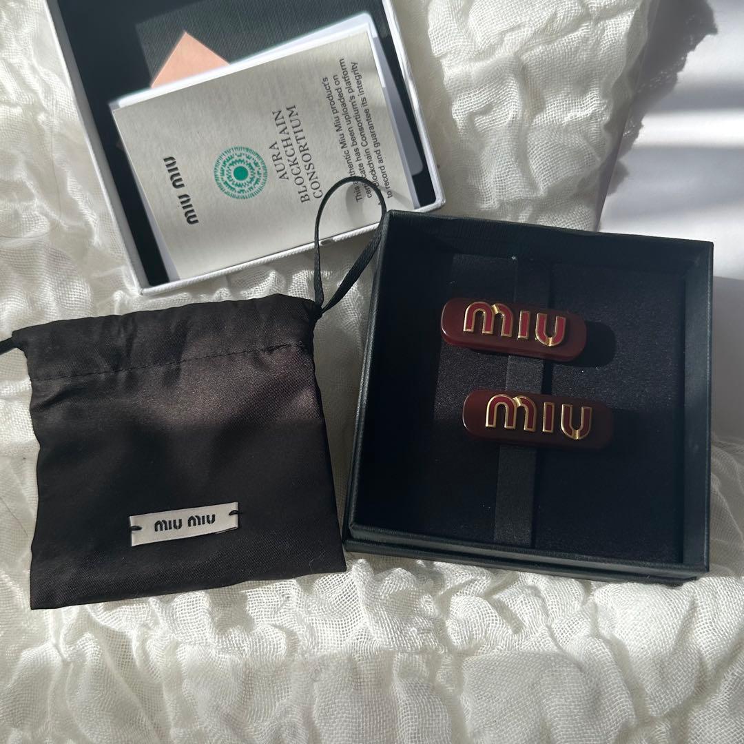 miu miu ヘアピン ヘアクリップ ボルドー ワインレッド2個セット