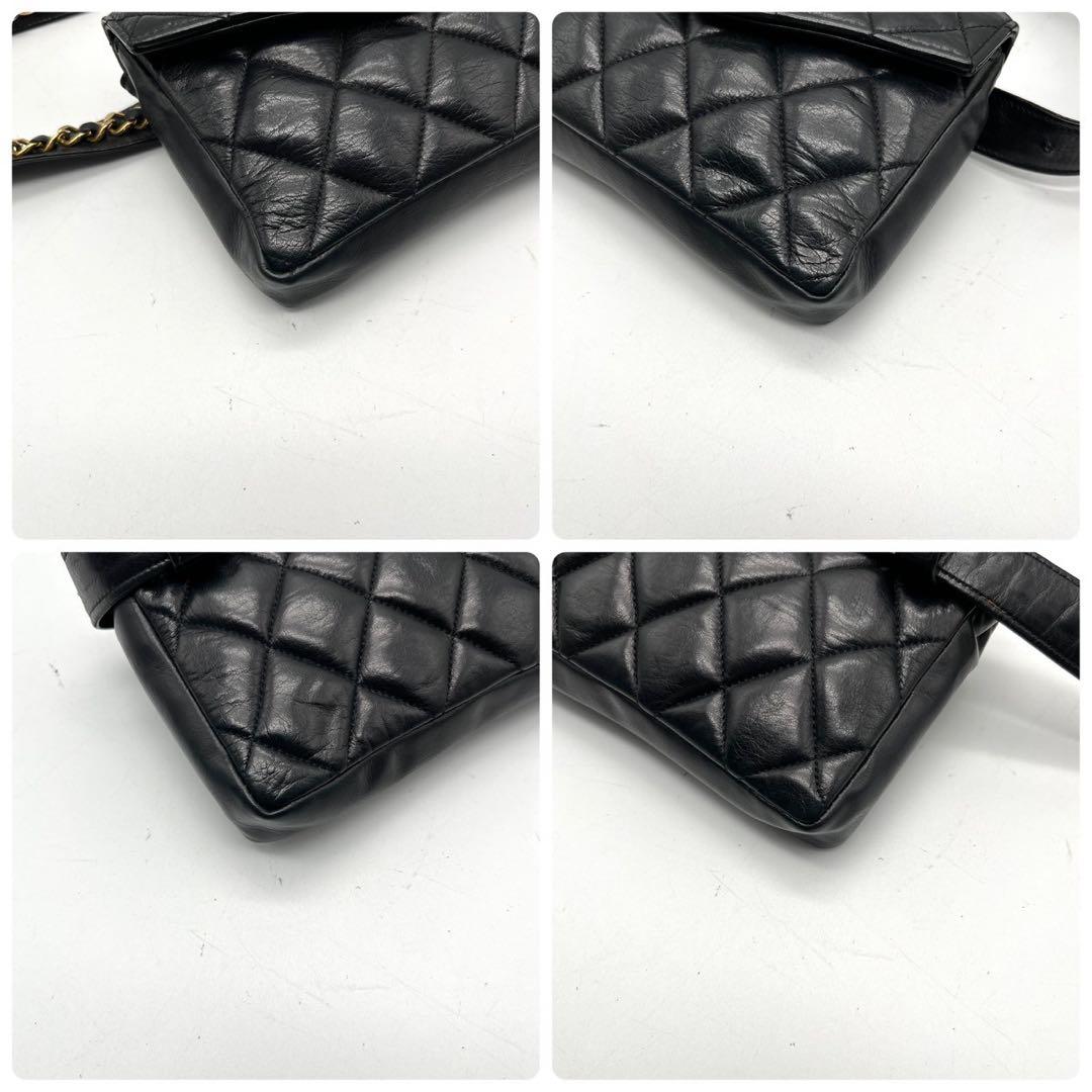 美品 シャネル ウエストポーチ マトラッセ ココマーク ターンロック ブラック