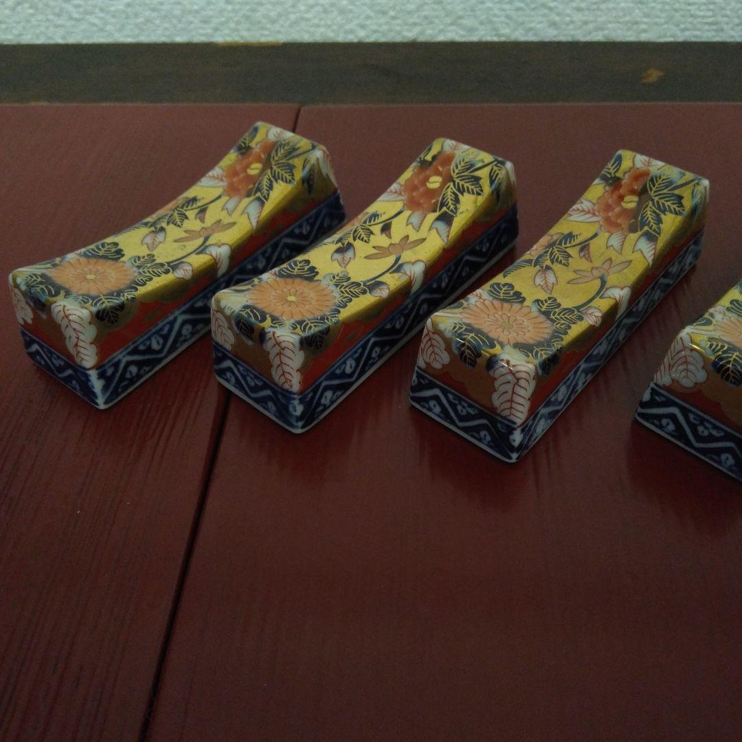 其泉窯　極錦金彩古伊万里　箸置　5客　新品未使用