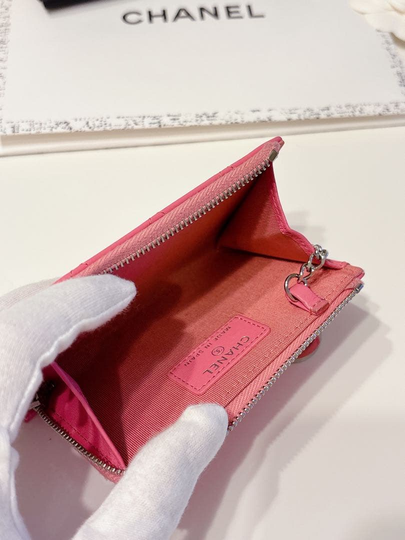 CHANEL キーケース シャネル　パース 鍵入れ ピンク ラムスキン