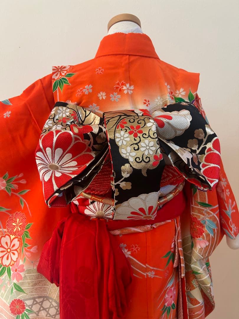 7歳　七五三　正絹着物　古典柄　帯　帯揚げ　帯締め　しごき　セット