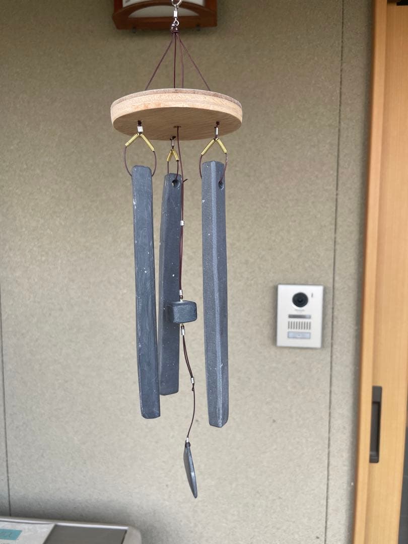 サヌカイト手作り風鈴(中) 磬石　カンカン石　原石　　ウインドチャイム1