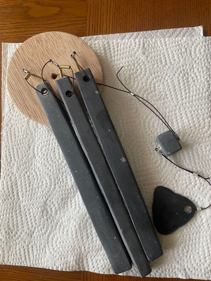 サヌカイト手作り風鈴(中) 磬石　カンカン石　原石　　ウインドチャイム1