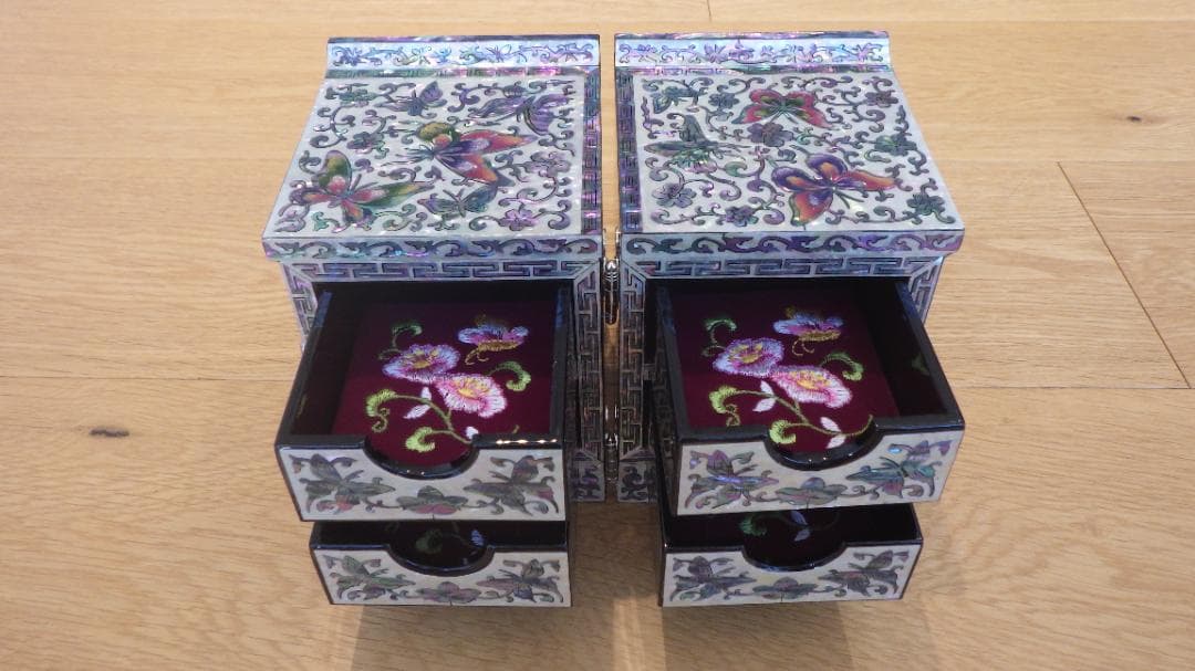 【9800円→8500円】韓国伝統工芸品 双子宝石箱 螺鈿細工ジュエリーボックス