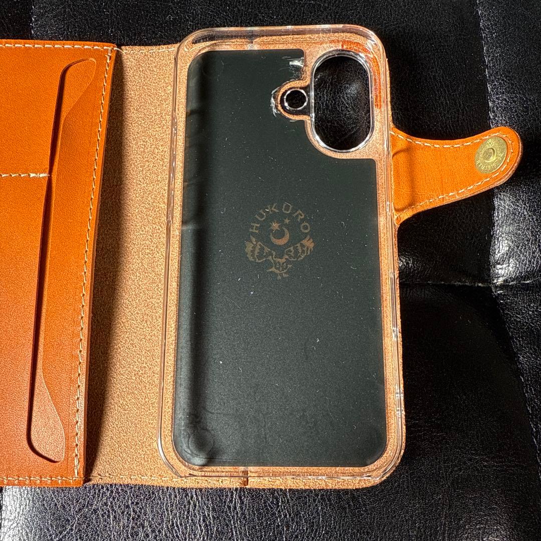 iPhone16 ケース 本革 栃木 レザー 手帳型 アイフォン HUKURO