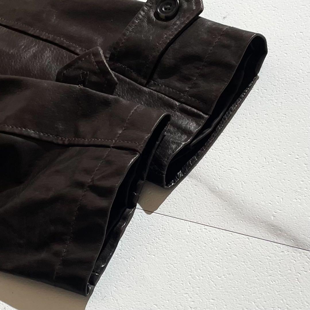【美品◦2XL✨】アトリエサブメン レザートレンチコート ベルト ブラウン 52