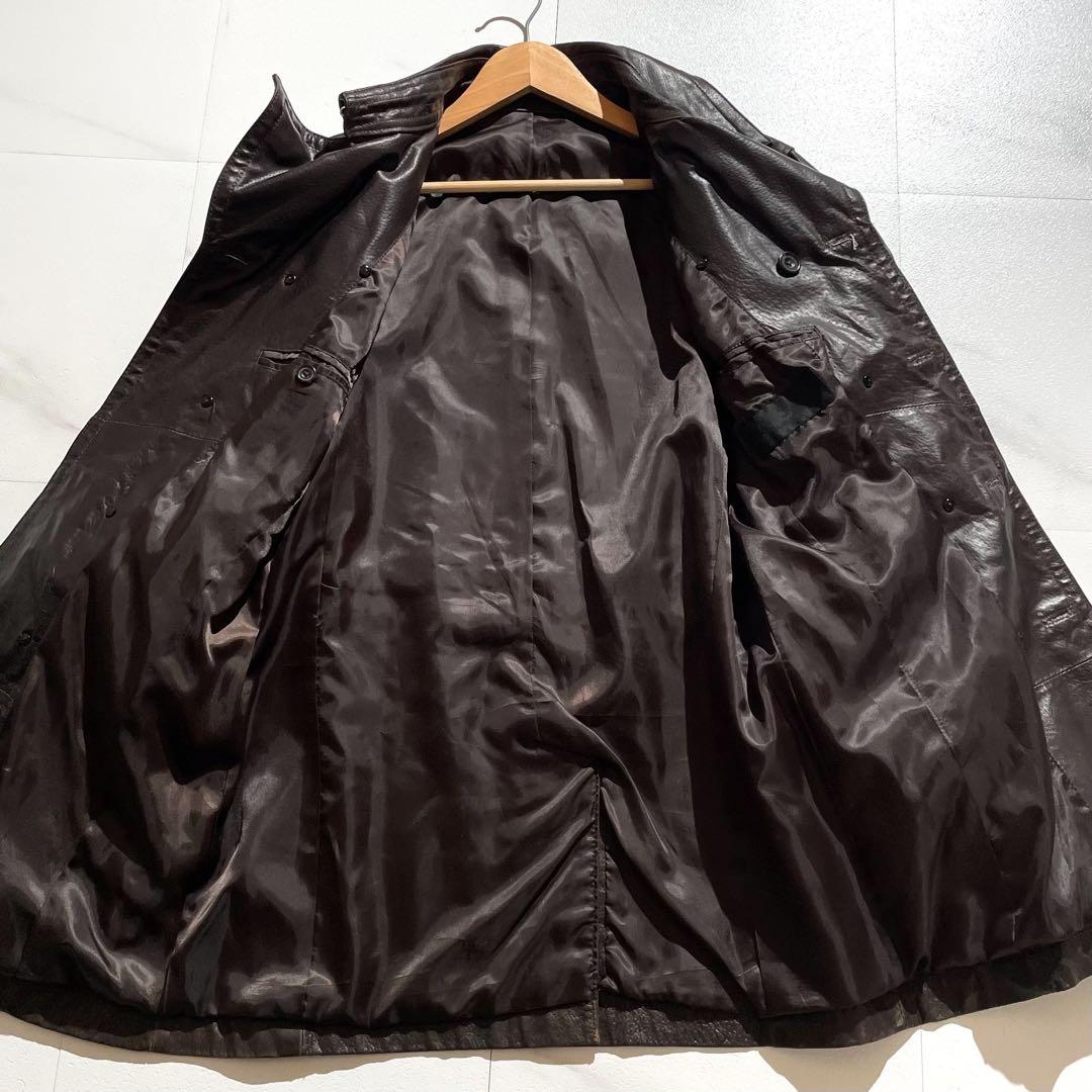 【美品◦2XL✨】アトリエサブメン レザートレンチコート ベルト ブラウン 52