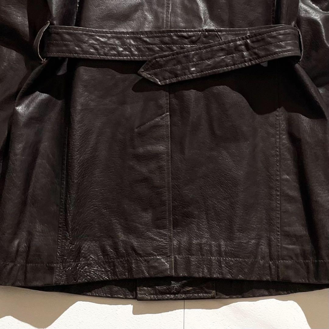 【美品◦2XL✨】アトリエサブメン レザートレンチコート ベルト ブラウン 52