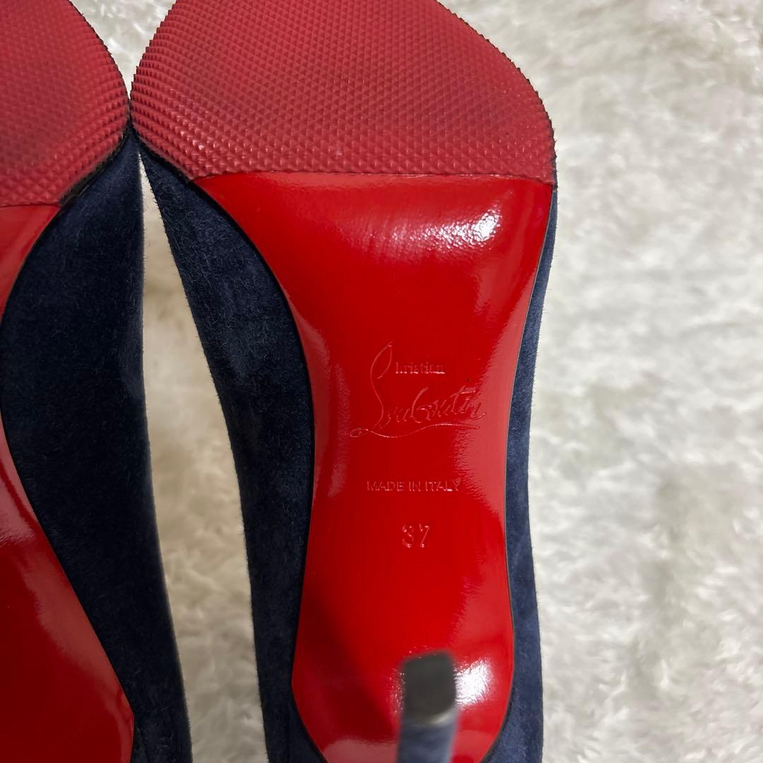 クリスチャンルブタン レッドソール ネイビー ピンヒール 23.5cm