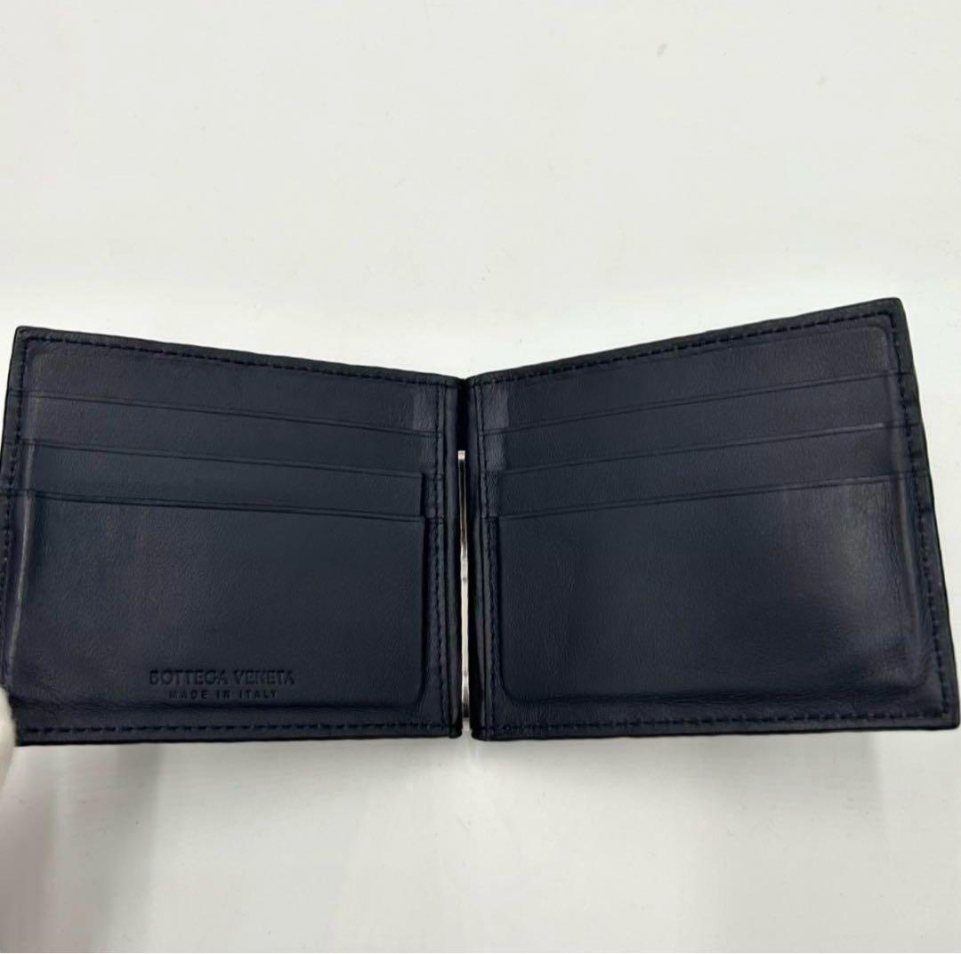 極美品　ボッテガヴェネタ　マキシイントレチャート　マネークリップ　ダークネイビー